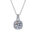 Soft Square Halo Sterling Silver Moissanite Pendant, silver-tone