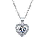 Heart Halo Sterling Silver Moissanite Pendant, silver-tone