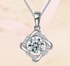 Twisted Flower Sterling Silver Moissanite Pendant, silver-tone