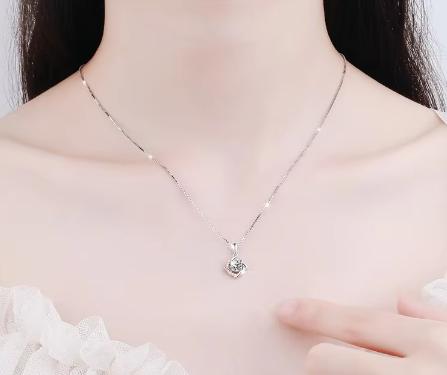 Twisted Flower Sterling Silver Moissanite Pendant, silver-tone