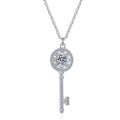 Round Key Sterling Silver Moissanite Pendant, silver-tone