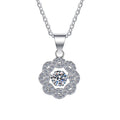 Openwork Rosette Sterling Silver Moissanite Pendant, silver-tone