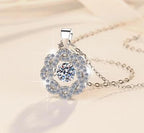 Openwork Rosette Sterling Silver Moissanite Pendant, silver-tone