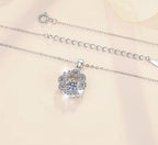 Openwork Rosette Sterling Silver Moissanite Pendant, silver-tone