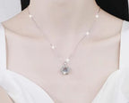 Openwork Rosette Sterling Silver Moissanite Pendant, silver-tone
