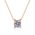Rose-Tone Solitaire Sterling Silver Moissanite Pendant, rose-tone