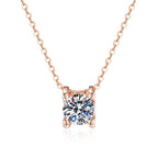 Rose-Tone Solitaire Sterling Silver Moissanite Pendant, rose-tone