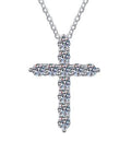 Pavé Cross Sterling Silver Moissanite Pendant, silver-tone