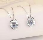 Crowned Heart Sterling Silver Moissanite Pendant, silver-tone