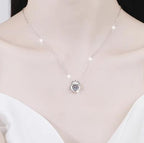 Crowned Heart Sterling Silver Moissanite Pendant, silver-tone