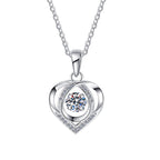 Looped Heart Sterling Silver Moissanite Pendant, silver-tone