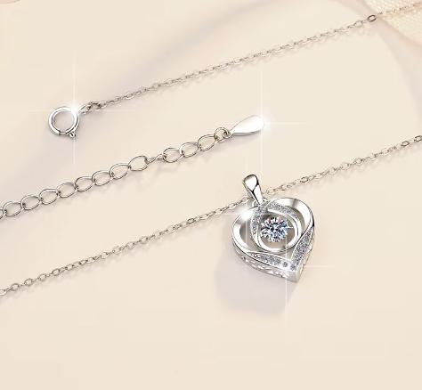 Looped Heart Sterling Silver Moissanite Pendant, silver-tone