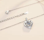 Looped Heart Sterling Silver Moissanite Pendant, silver-tone