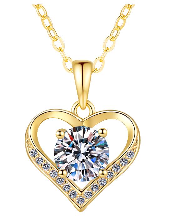 925 Sterling Silver Moissanite Open Heart Solitaire Pendant