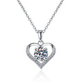Open Heart Solitaire Sterling Silver Moissanite Pendant, silver-tone