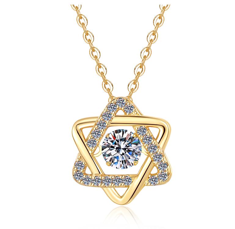 925 Sterling Silver Moissanite Six-Point Star Pendant