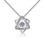 Six-Point Star Sterling Silver Moissanite Pendant, silver-tone