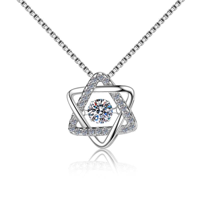 Six-Point Star Sterling Silver Moissanite Pendant, silver-tone