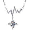 Heartbeat Drop Sterling Silver Moissanite Pendant, silver-tone