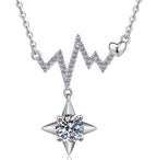 Heartbeat Drop Sterling Silver Moissanite Pendant, silver-tone