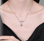 Heartbeat Drop Sterling Silver Moissanite Pendant, silver-tone