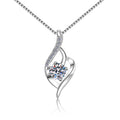 Ribbon Curve Sterling Silver Moissanite Pendant, silver-tone