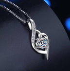 Ribbon Curve Sterling Silver Moissanite Pendant, silver-tone