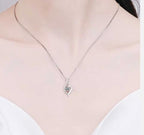Ribbon Curve Sterling Silver Moissanite Pendant, silver-tone