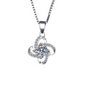 Four-Petal Solitaire Sterling Silver Moissanite Pendant, silver-tone