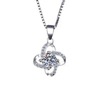 Four-Petal Solitaire Sterling Silver Moissanite Pendant, silver-tone