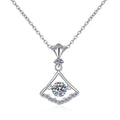 Fan-Shaped Drop Sterling Silver Moissanite Pendant, silver-tone
