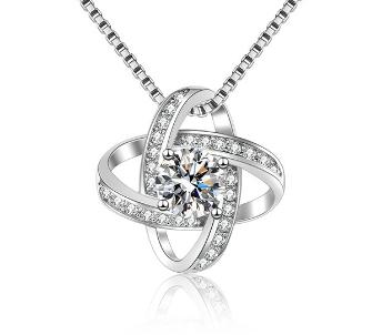 Interlaced Loops Sterling Silver Moissanite Pendant, silver-tone