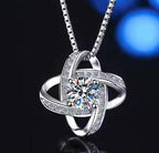 Interlaced Loops Sterling Silver Moissanite Pendant, silver-tone