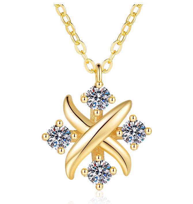 925 Sterling Silver Moissanite Four-Stone Clover Pendant