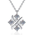 Four-Stone Clover Sterling Silver Moissanite Pendant, silver-tone