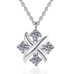 Four-Stone Clover Sterling Silver Moissanite Pendant, silver-tone