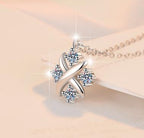 Four-Stone Clover Sterling Silver Moissanite Pendant, silver-tone