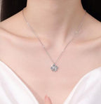Four-Stone Clover Sterling Silver Moissanite Pendant, silver-tone
