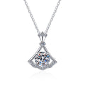 Flared Fan Halo Sterling Silver Moissanite Pendant, silver-tone