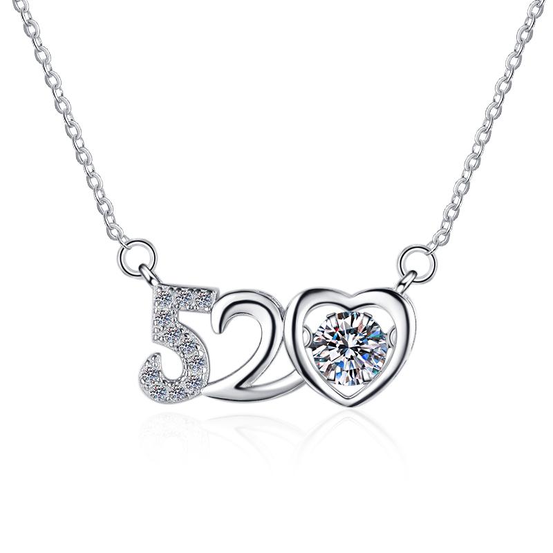 520 Heart Sterling Silver Moissanite Pendant, silver-tone