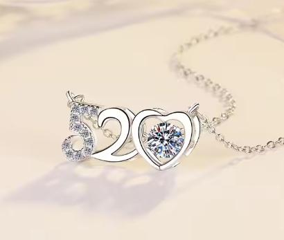 520 Heart Sterling Silver Moissanite Pendant, silver-tone