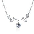 Antler Solitaire Sterling Silver Moissanite Pendant, silver-tone