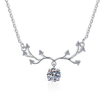 Antler Solitaire Sterling Silver Moissanite Pendant, silver-tone