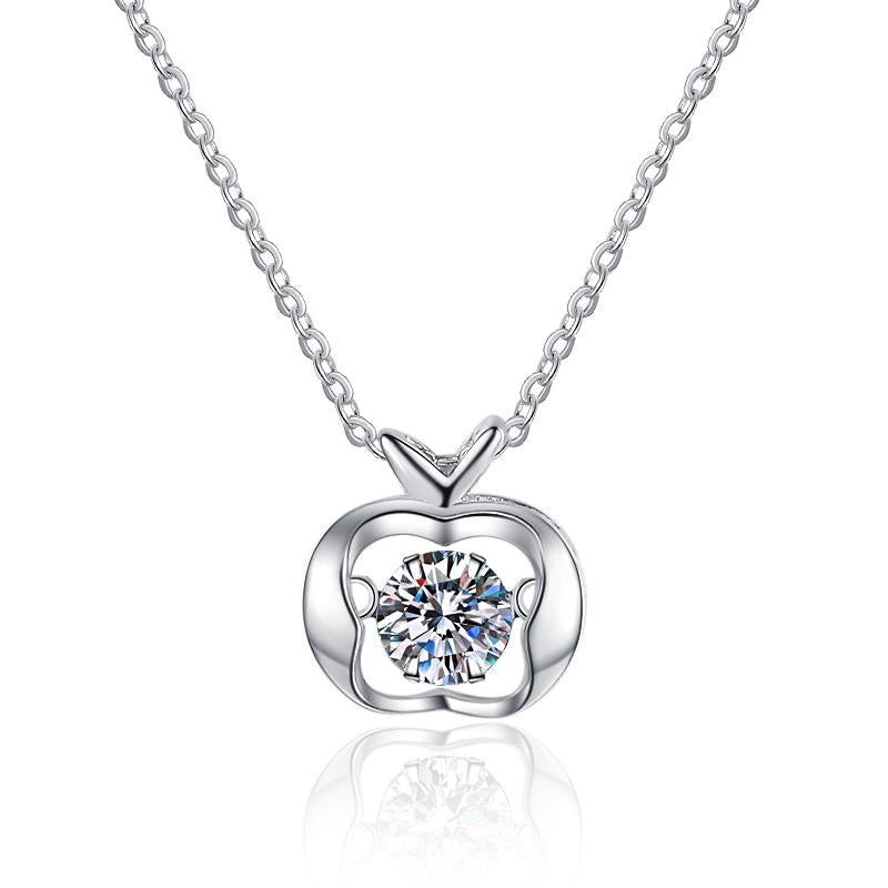 Open Heart Frame Sterling Silver Moissanite Pendant, silver-tone