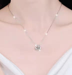 Open Heart Frame Sterling Silver Moissanite Pendant, silver-tone