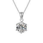 Scalloped Solitaire Sterling Silver Moissanite Pendant, silver-tone