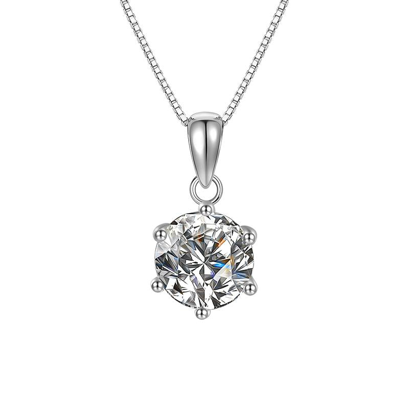 Scalloped Solitaire Sterling Silver Moissanite Pendant, silver-tone