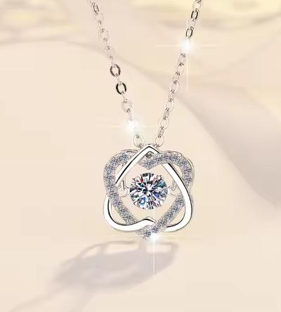 Petite Spiral Sterling Silver Moissanite Pendant, silver-tone