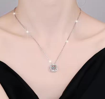 Petite Spiral Sterling Silver Moissanite Pendant, silver-tone