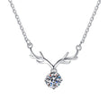 Antler Drop Sterling Silver Moissanite Pendant, silver-tone